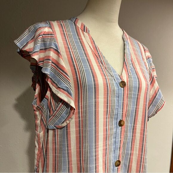 Elle button down striped straight fit mini dress size medium - Picture 3 of 12